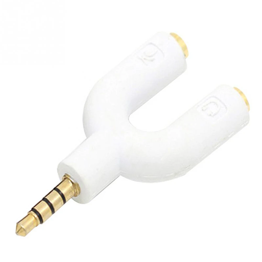 

Headphone Accessories U Shape Splitter Stereo Micphone Portable Replacement Parts Converter Double Jack Music Audio Adapter