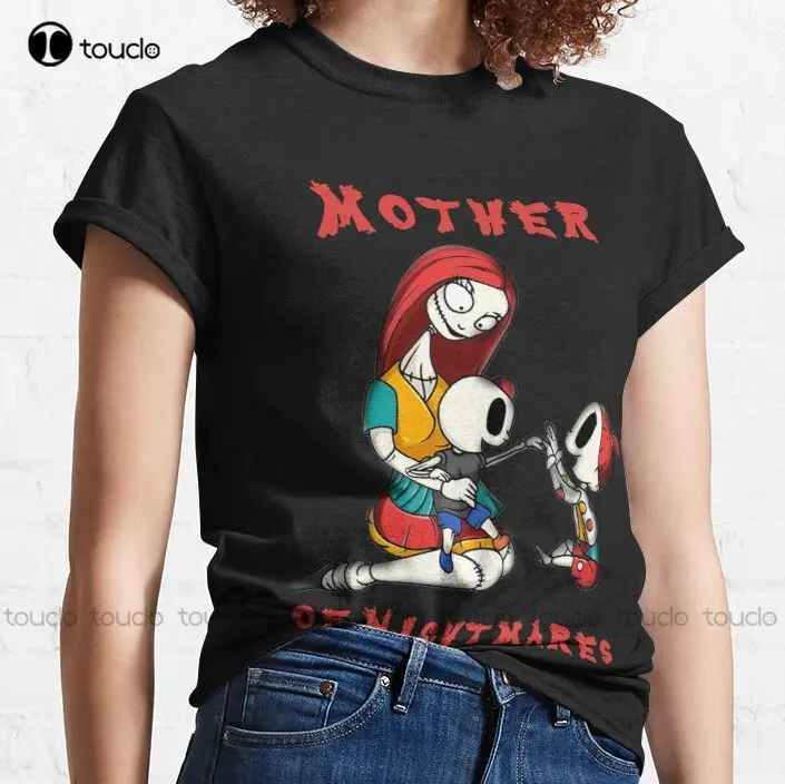 

Новинка, забавная Классическая футболка на Хэллоуин с изображением матери ночного кошмара, черные рубашки, хлопковые футболки, женская уличная одежда, футболка, новинка, популярная