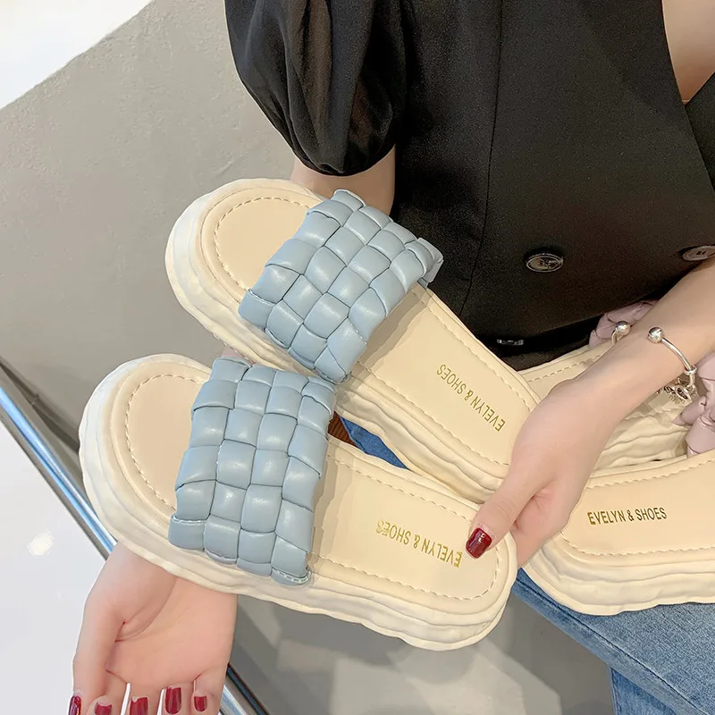 

Shoes Slippers Flat Slipers Women Med Slides Fashion Platform 2022 Soft Luxury PU Rome Flat Shoes Female Slippers Soft Slipers W