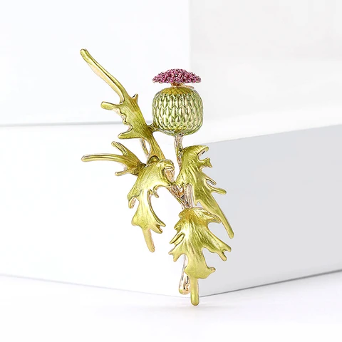 Зеленая эмалированная брошь Primrose