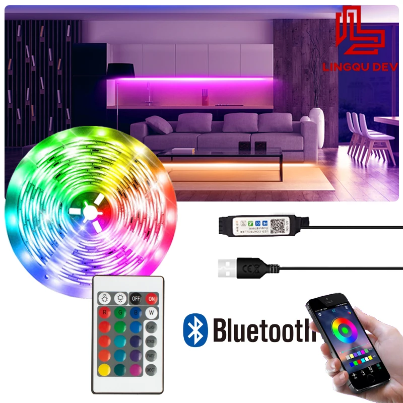 Светодиодные ленты 5050 RGB неоновые огни 5 в USB Bluetooth светодиодная лента для экрана