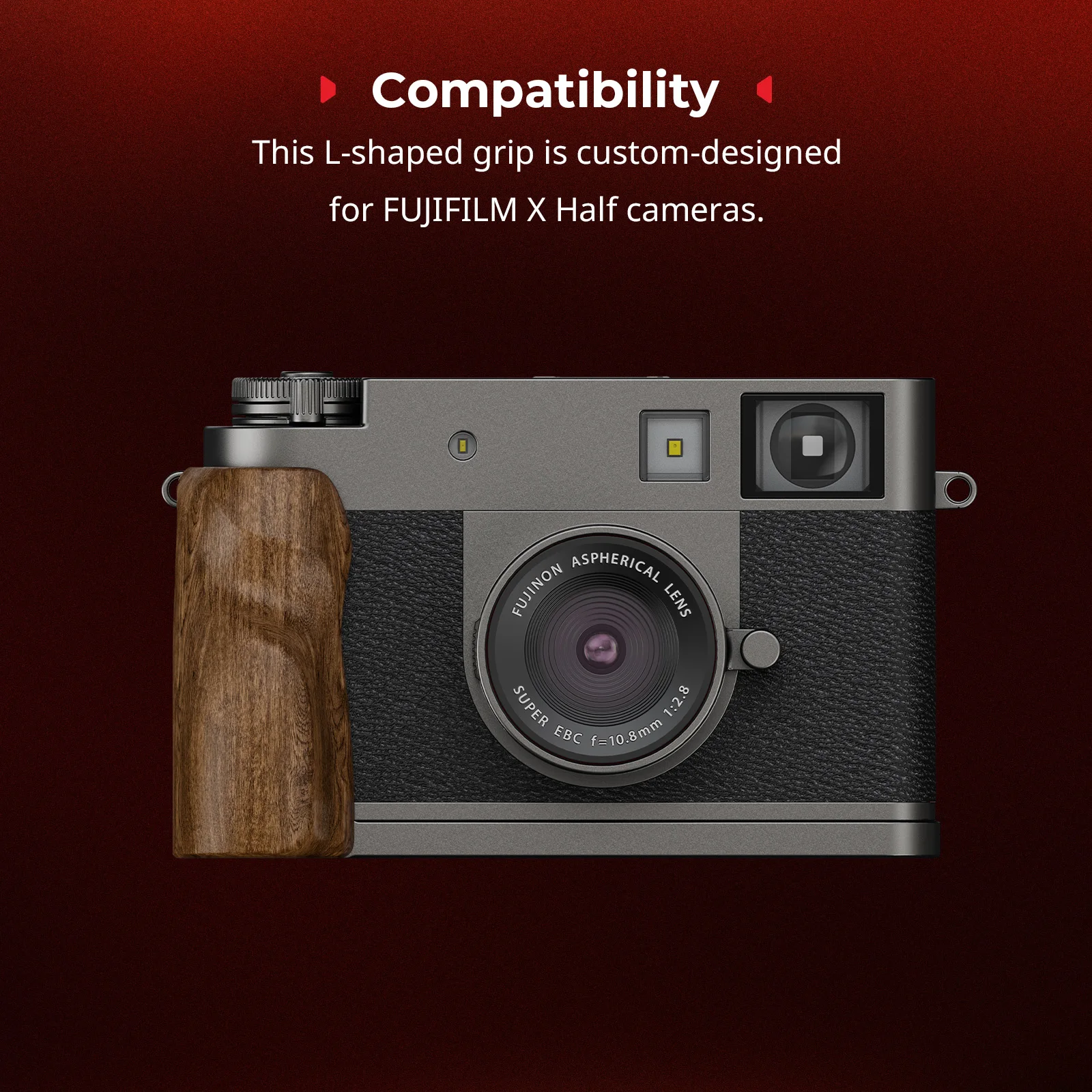 Фото Крепежная L-образная пластина SmallRig X Half Wooden, L-образная пластина для FUJIFILM X Half, с деревянной боковой ручкой и крышкой для горячего башмака, серебристый/серебристый/черный №1
