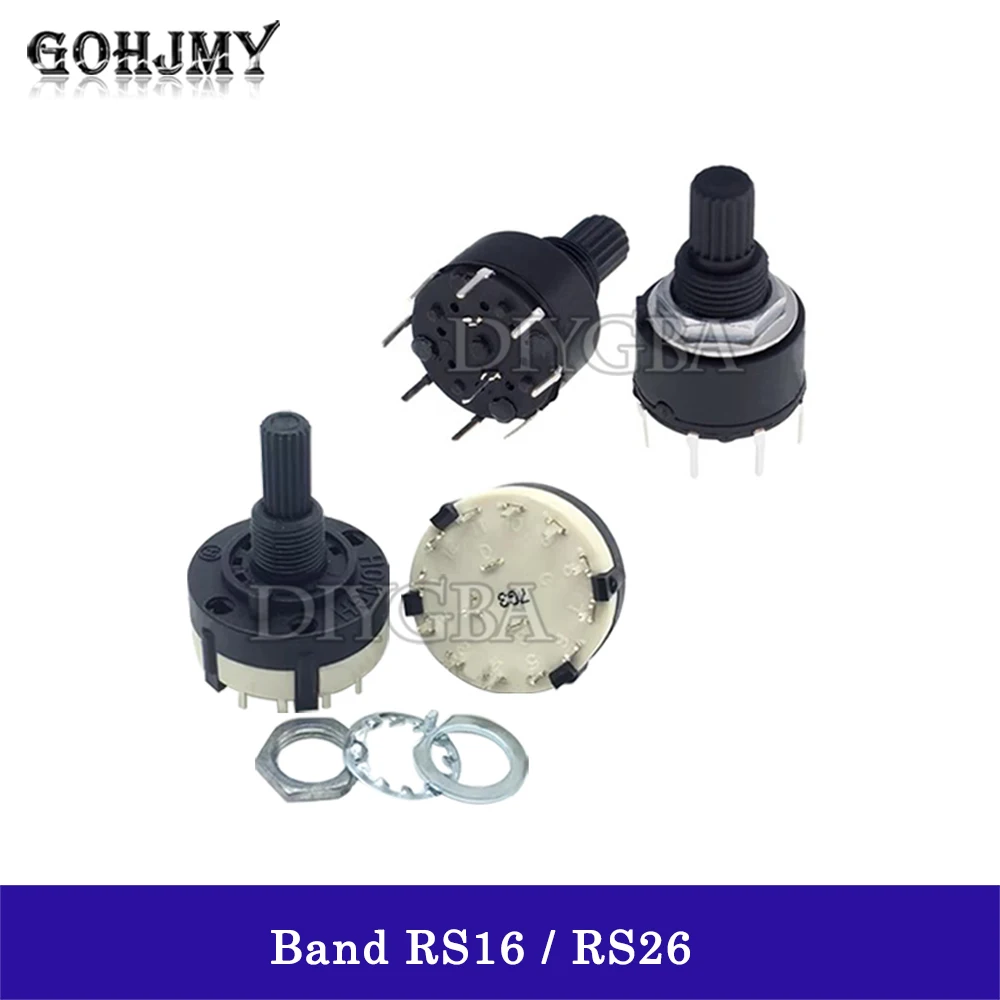 

RS16 RS26 Выборный полосовой поворотный переключатель каналов Однодековый поворотный переключатель Селектор диапазона 1P12T 2P6T 3P4T 4P3T