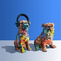 colorful art water transfer bulldog creative resin crafts trend home living room dining room graffiti style decorative gifts
