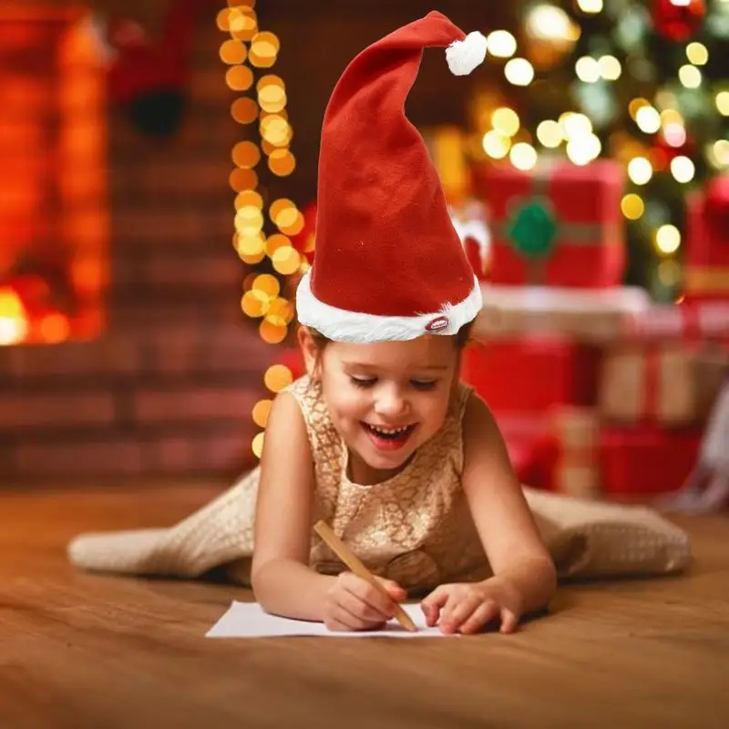 Рождественская шапка красная белая плюшевая музыкальная танцевальная качели