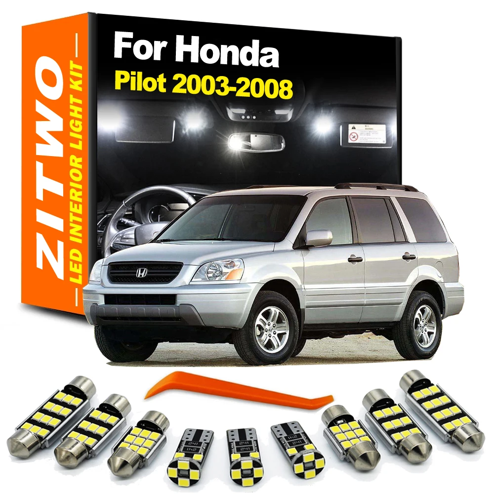 Kit de bombillas LED para Interior de coche, luz de mapa de cúpula, Canbus, 19 piezas, para Honda Pilot 2003 2004 2005 2006 2007 2008