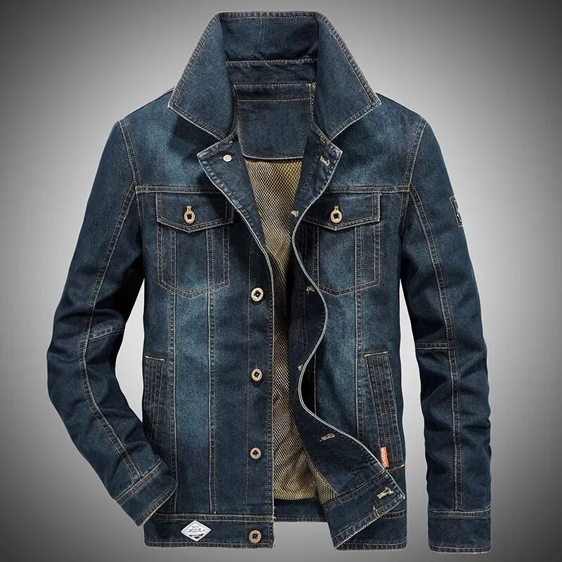 Мужская джинсовая куртка на пуговицах Повседневная однобортная Свободная из