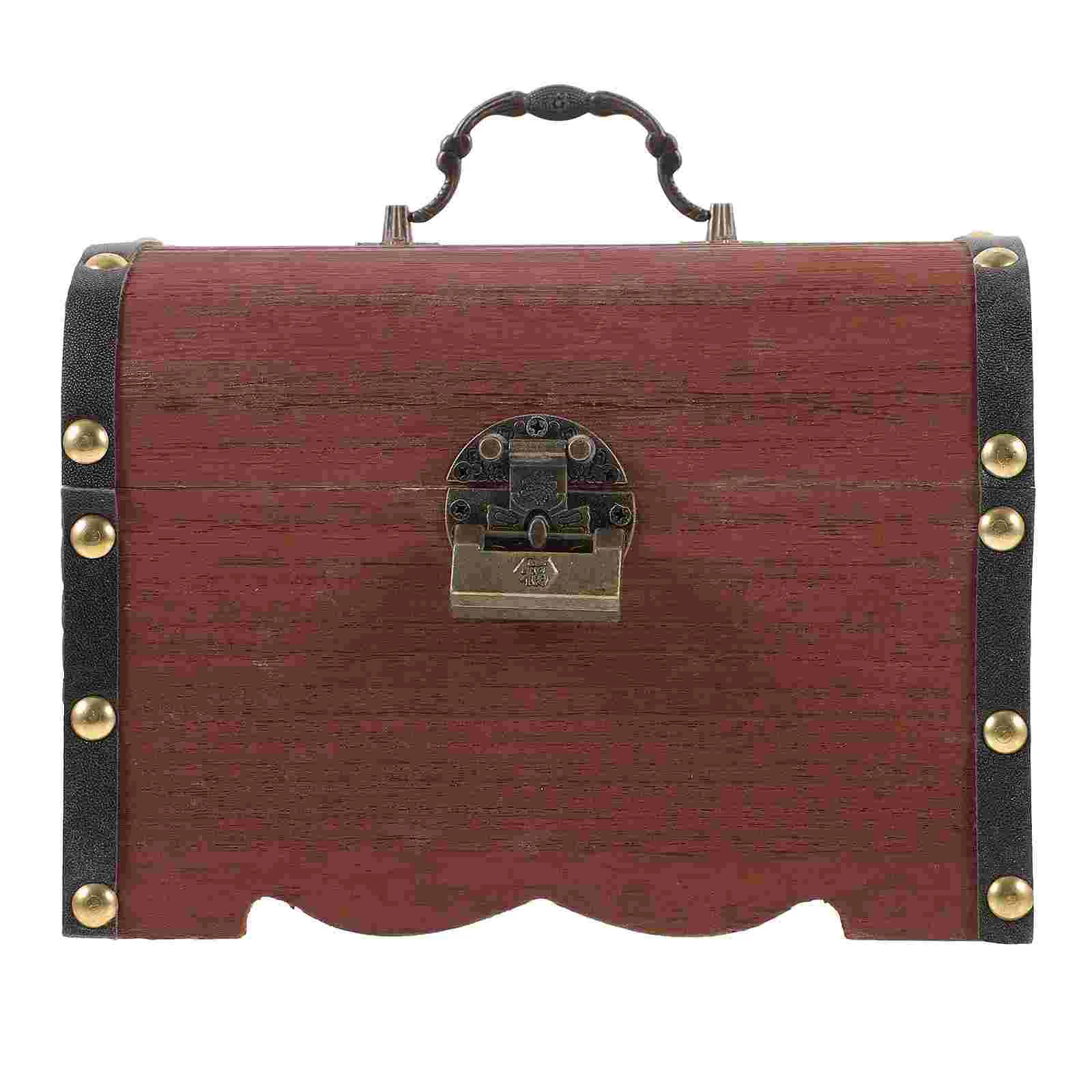 

Multi-use Treasure Box Vintage Style Wood Box Large-capacity Wood Box Portable Pirate Treasure