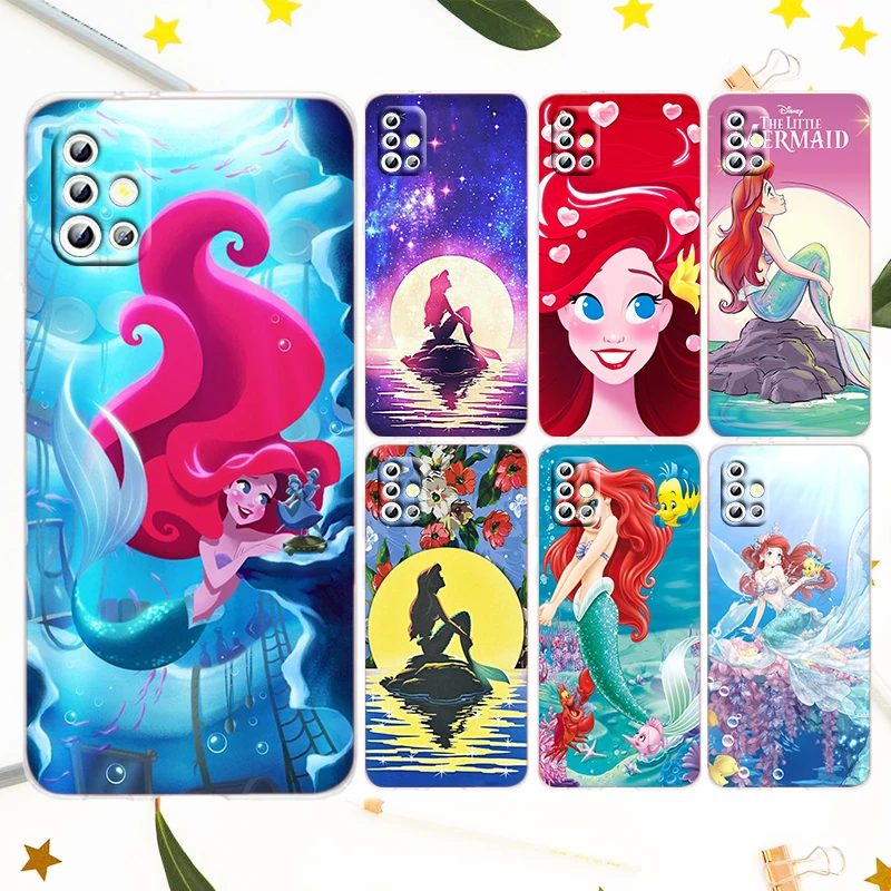 

Disney The Little Mermaid Phone Case For Samsung A23 A50 A30 A73 A71 A53 A52 A51 A33 A32 A22 A03 A02 A03S A31 5G Transparent