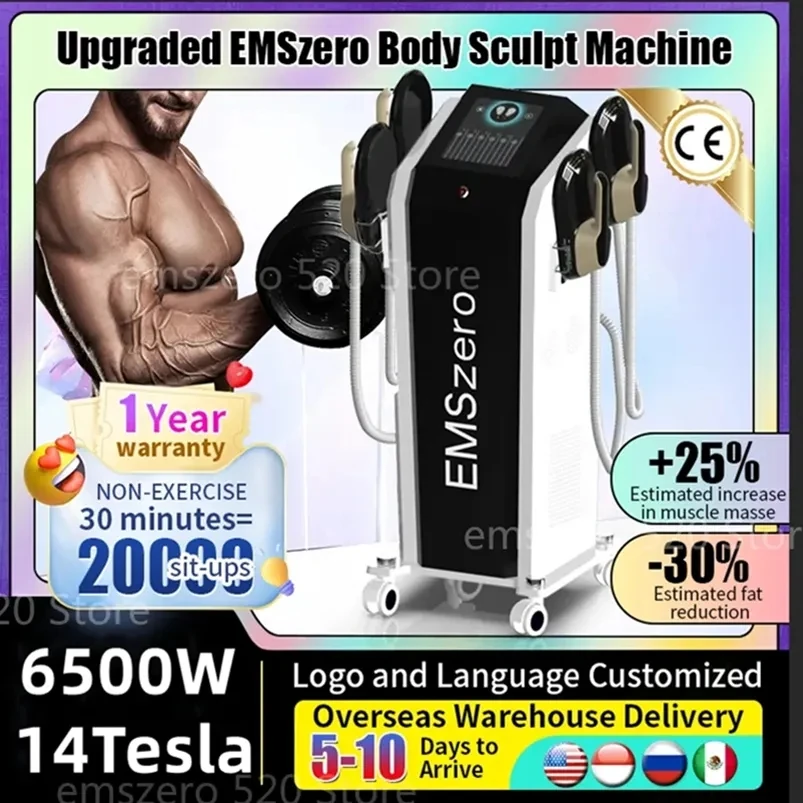 

EMSZero Advanced RF DLS-EMSLIM Neo Body Sculpting Machine 14 Tesla Power для похудения, снижения жира, 6500 Вт, снижение целлюлита