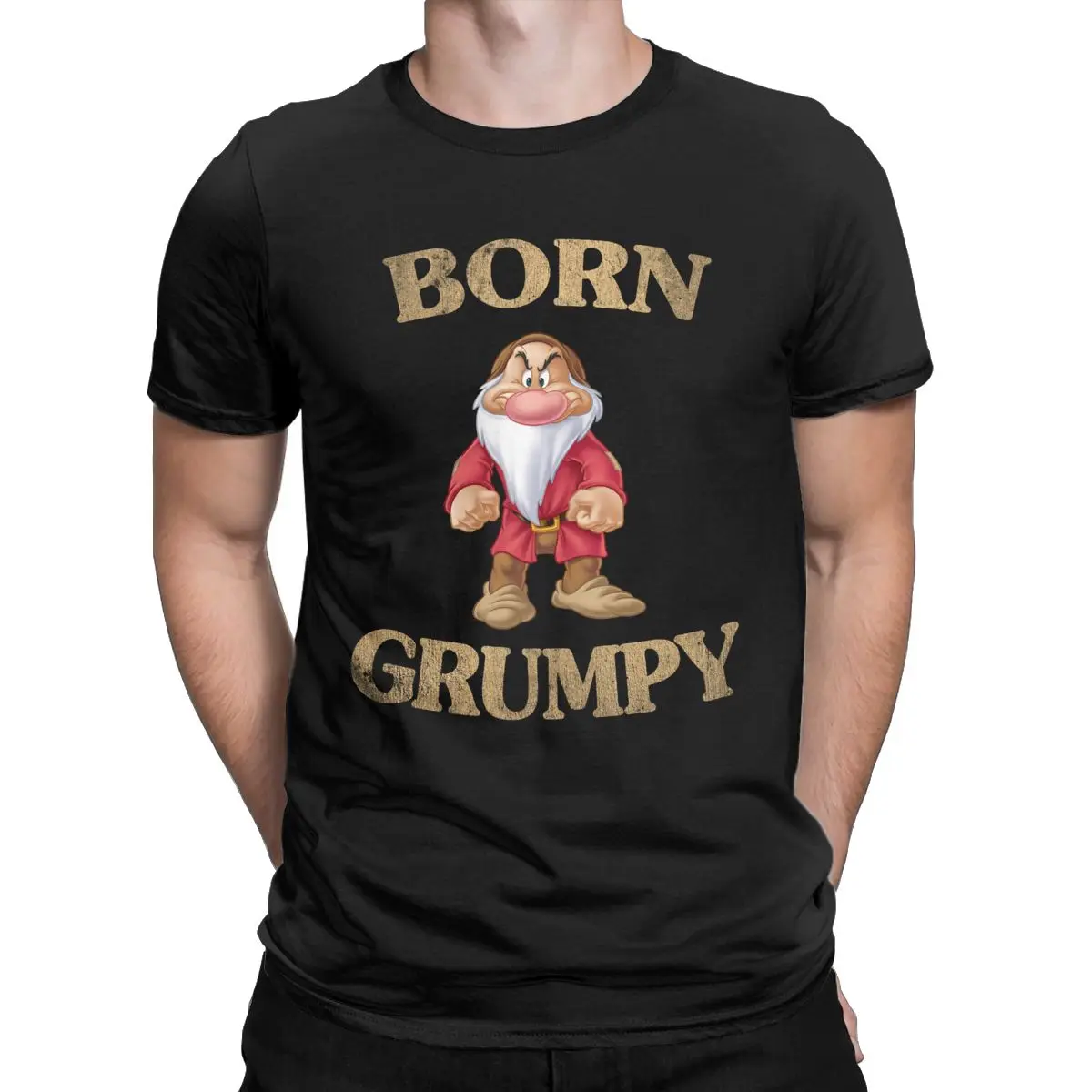 Мужские футболки Disney Born Grumpy Seven Dwarfs хлопковая одежда Забавные с коротким рукавом