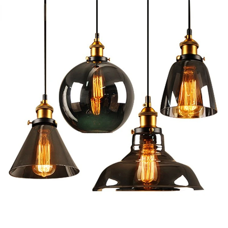 

Vintage Chandelier Lighting Modern Glass Chandeliers Smoky Grey Industrial Lamp Dinning Room Bedroom Kitchen Living Room Decor