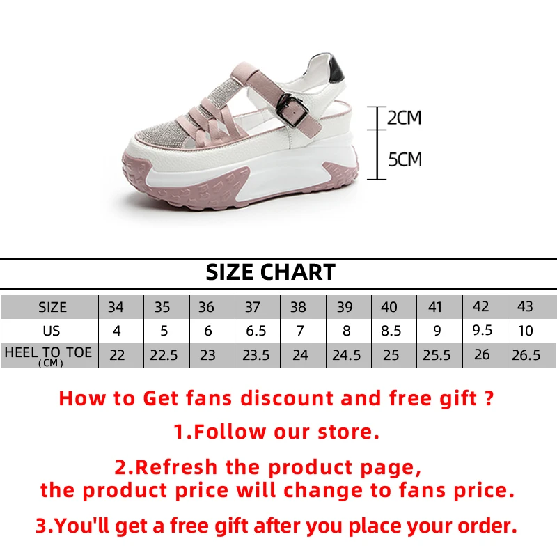 Rhinestones Deco Genuine Leather Comfy Hollow Sandals Breathable Shoe Chunky Sneakers Spring Summer Platform Wedge Women Shoes