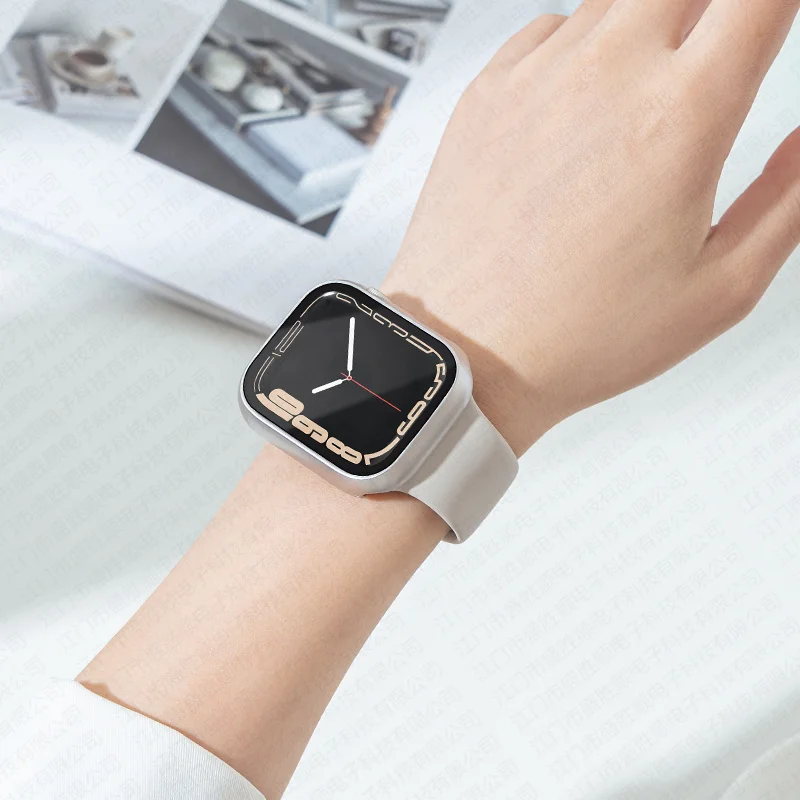 Case + Leather Link For Apple watch strap 41/45mm 44/40mm band original Magnetic Loop bracelet iWatch seires 7 6 SE 5 4 3 |