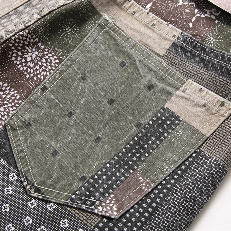 2022 Chic Patchwork Plaid Vintage Stretch Men Slim Jeans Trousers Hip Hop Women Cotton Casual Denim Pants Elegant Pantaloni Uomo