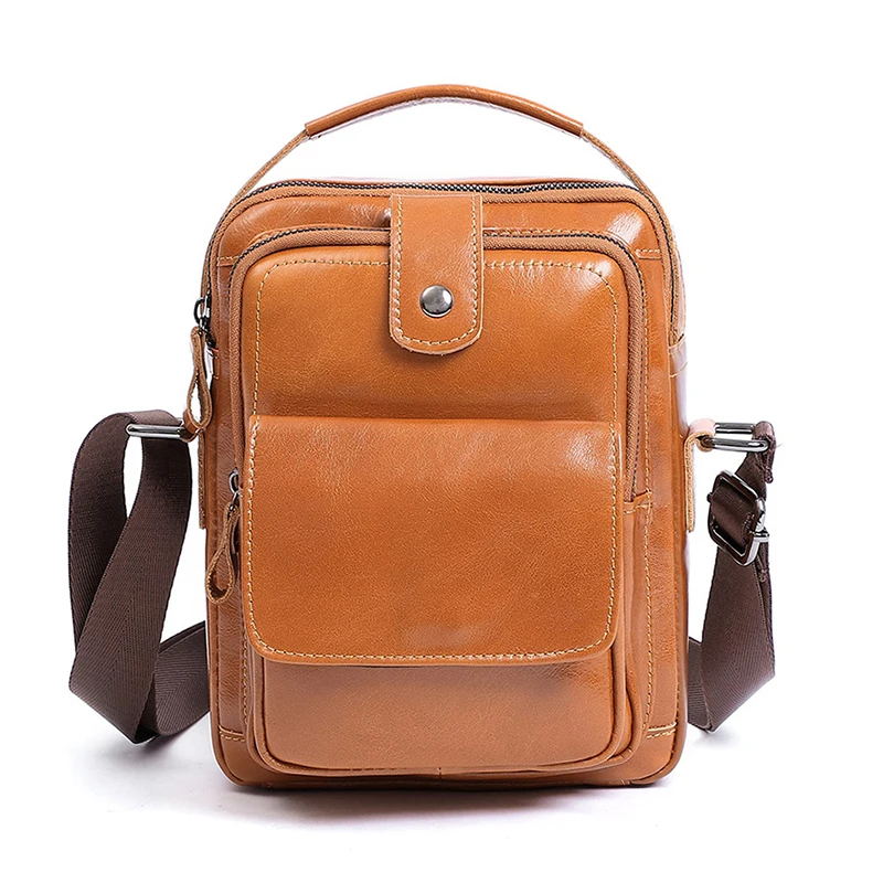Vintage Men's simple Leather multifunctional Small shoulder phone bag Crossbody Bag