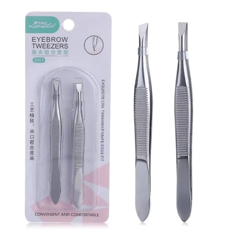 

2022New Professional Slanted/flat Stainless Steel Hair Removal Clip Eyebrow Face Hair Remover Tweezers Eyebrow Plucking Tools
