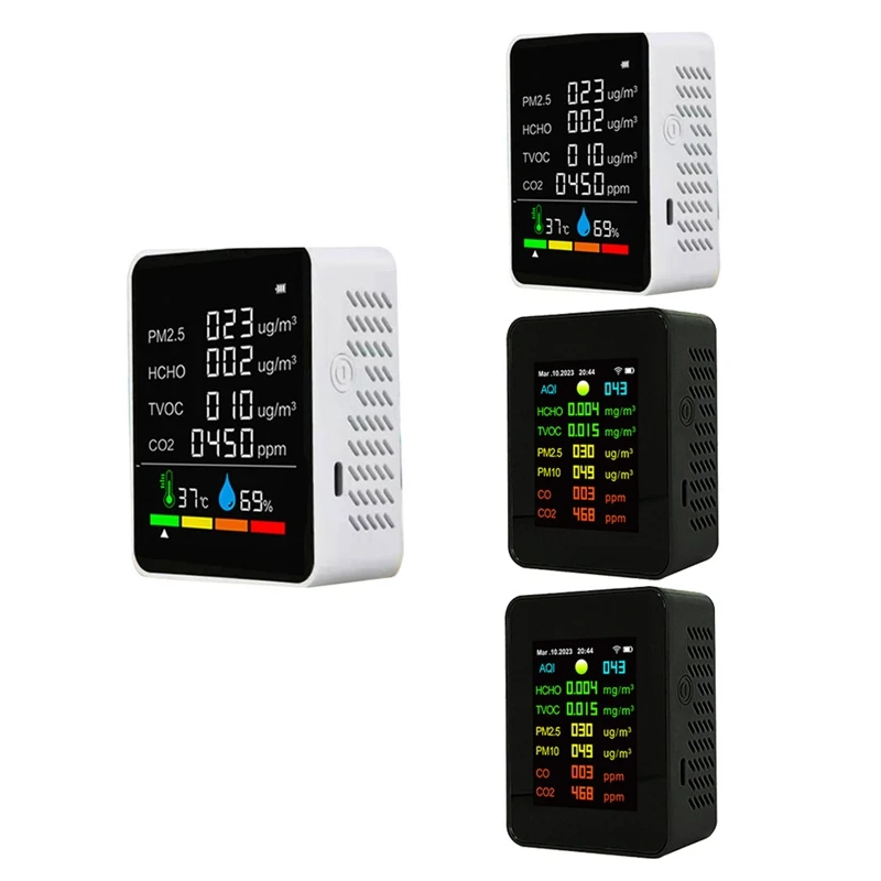

9 в 1 Цифровой тестер температуры и влажности PM2.5 PM10 HCHO TVOC CO CO2 измеритель Wi-Fi ЖК