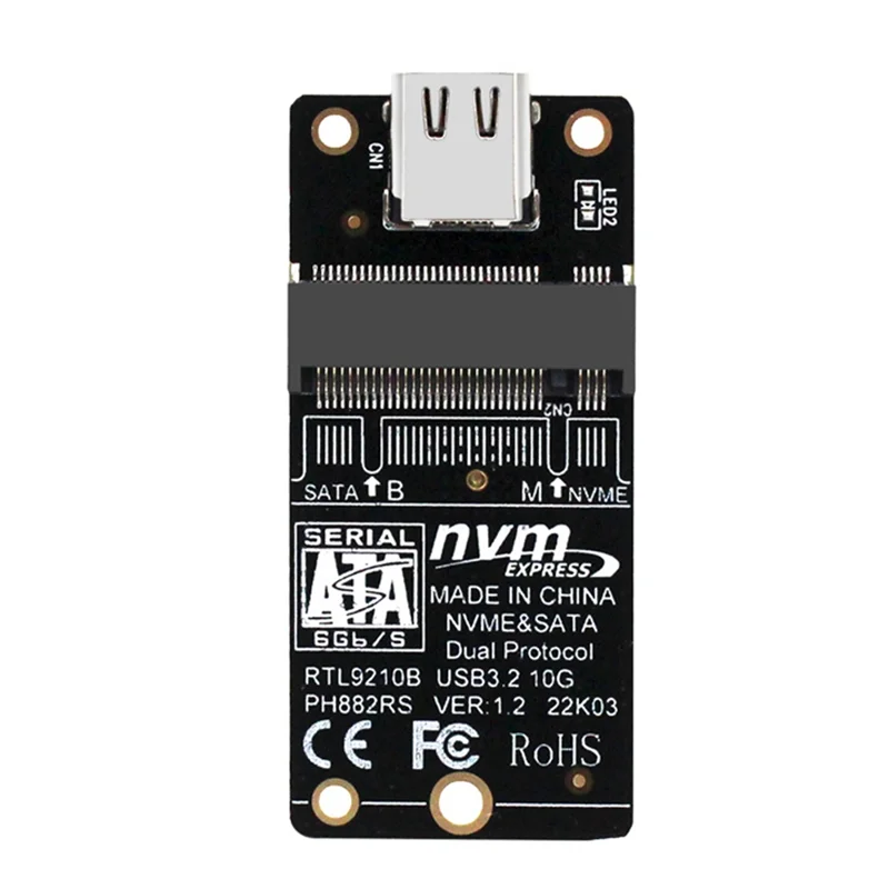Адаптер M.2 — USB 3.1 TYPE C PCIE NVME SSD SATA Riser 10 Гбит/с DualProtocol Поддержка M2 2230/42/60/80