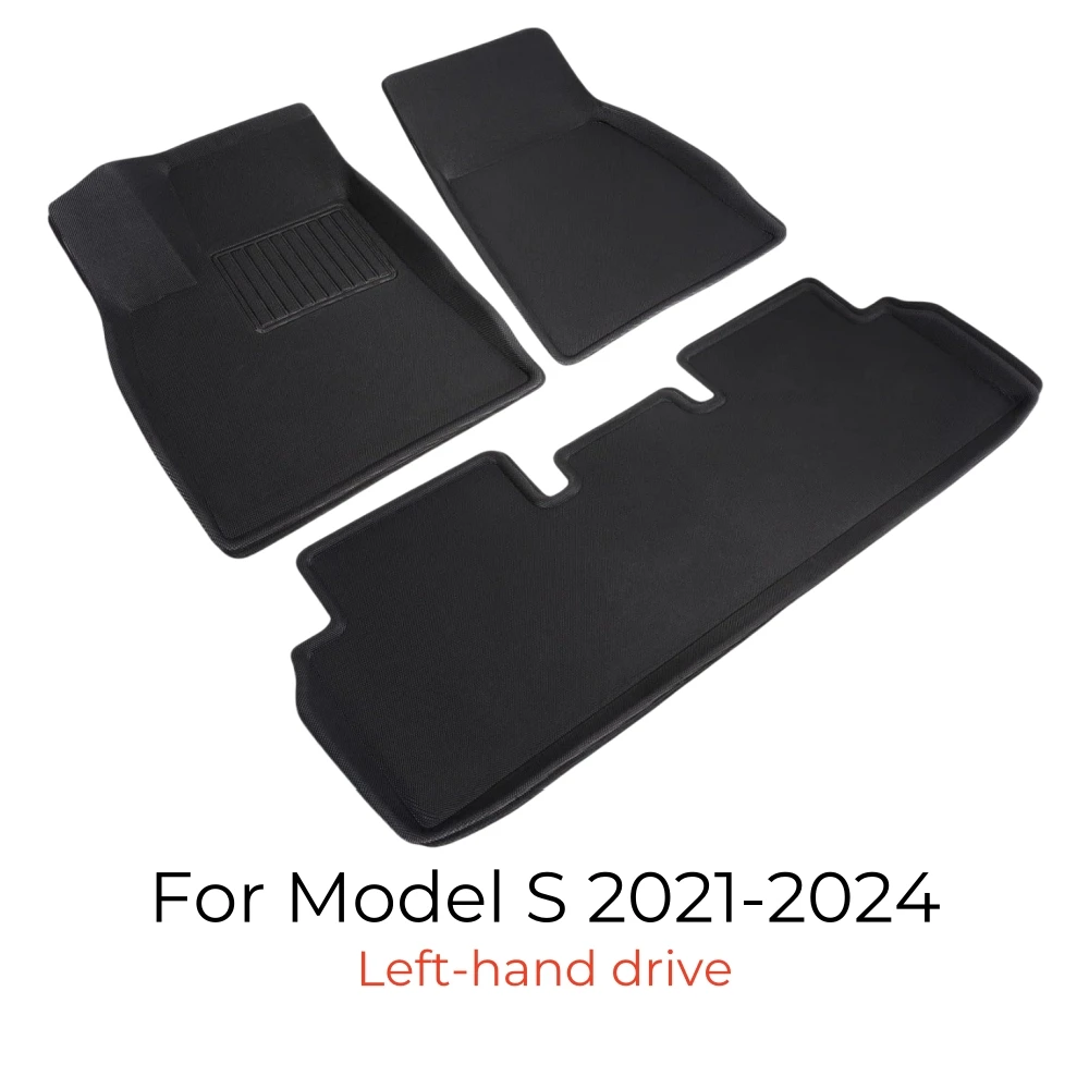 

3D коврики для пола Tesla Model S 2021 2022 2023, всепогодные противоскользящие водонепроницаемые напольные вкладыши для модели S, длинный диапазон, в клетку