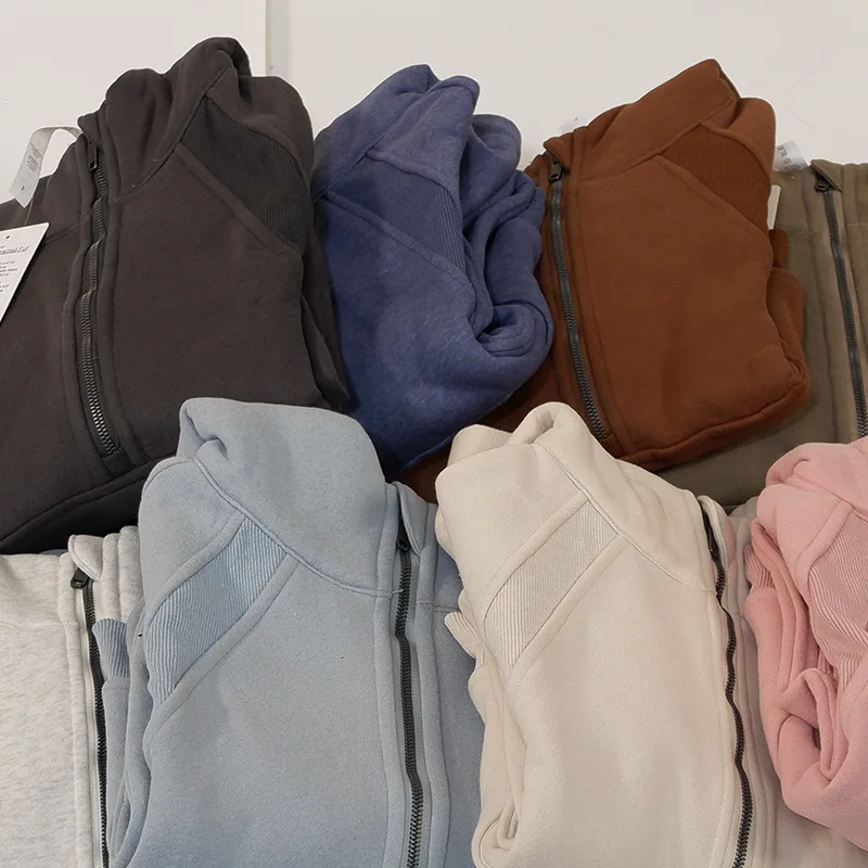 Luluwomen Sports Fall/Winter Half Zipper Plush Sweater Loose Plush Thickened Fitness Jogging Yoga Jacket Custom Logo