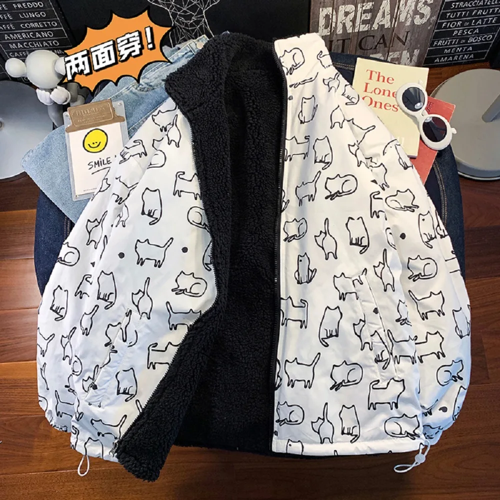 2022 New Autumn 2022 Winter Women Jacket Loose Cotton-padded Casual Lamb Wool Can Be Worn On Both Sides Long Sleeve Coat Clothes