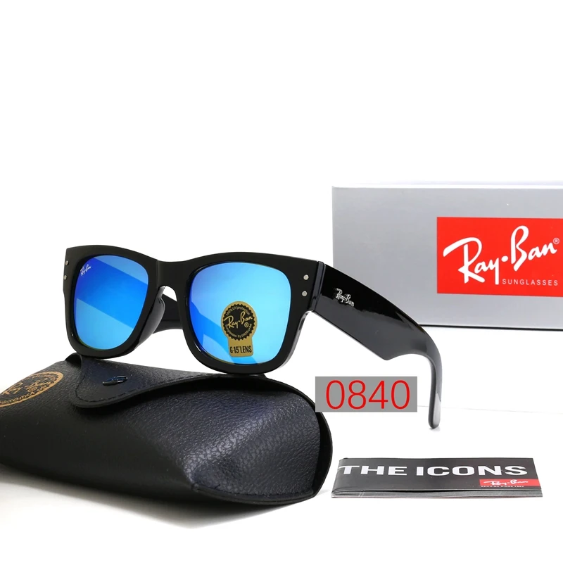 Стеклянные линзы Rayban 0840 солнцезащитные очки Wayfarer классические в жирной черной