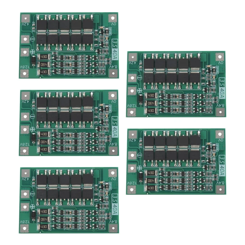 

5X 3S 40A For Screwdriver 12V Li-Ion 18650 Bms Pcm Battery Protection Board Bms Pcm With Balance Liion Battery Cell Pack