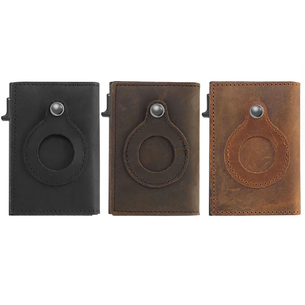 

Leather Credit Card Holder Anti-lost Device Protective Case Multifunctional Key Phone Wallet for AirTag Storage Bag