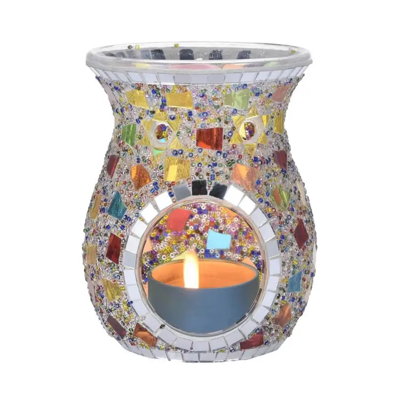 

Turkish Style Candle Essential Oil Burner Stained Glass Aroma Lamp Coffee Shop Bar Counter Home Table Decoration No Candle