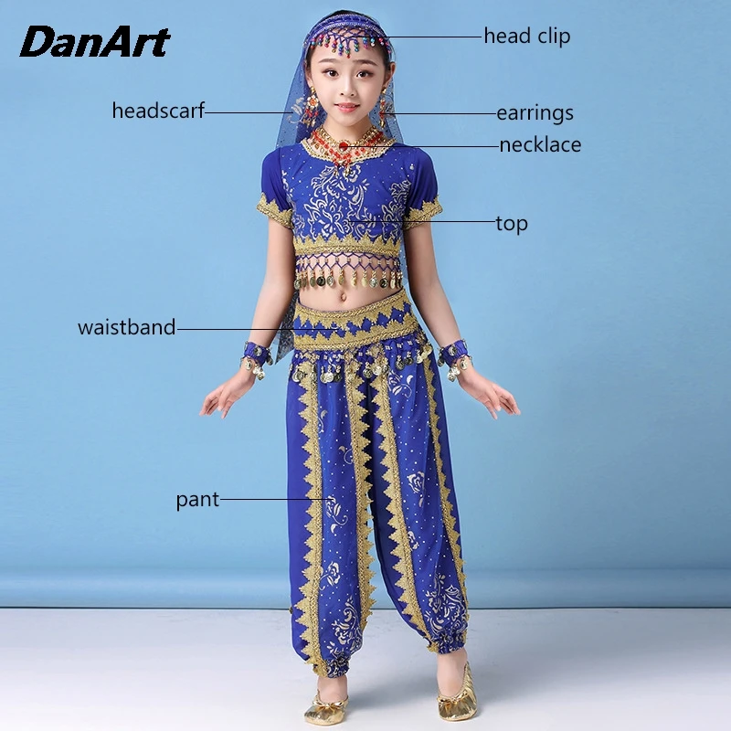 Новые детские индийские костюмы для танца живота комплект одежды Болливуда