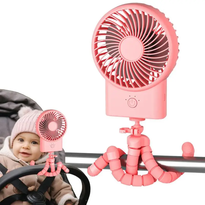 

Oscillating Stroller Fan Personal Desk Fan Flexible Tripod Octopus Fans With USB Rechargeable Small Fans Low Noise Stroller Fan