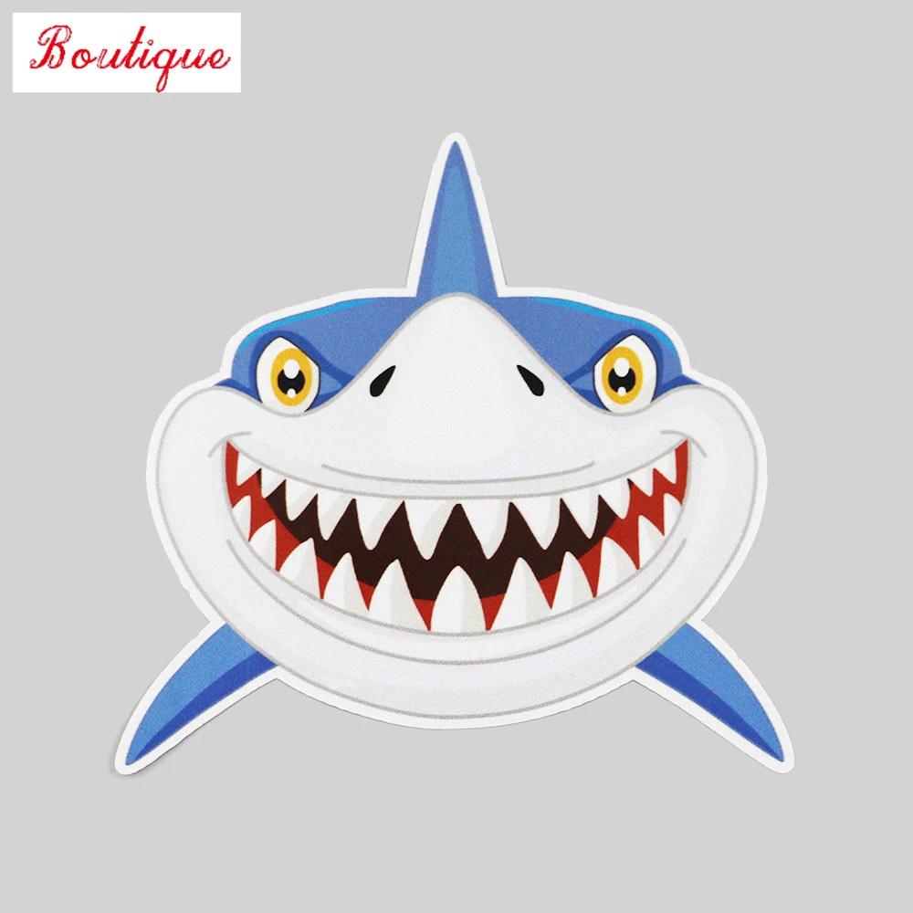 

Hot cartoon smile shark car sticker, vinyl motorcycle Waterproof PVC Decal 13cm x 12.6cm personalized accessories