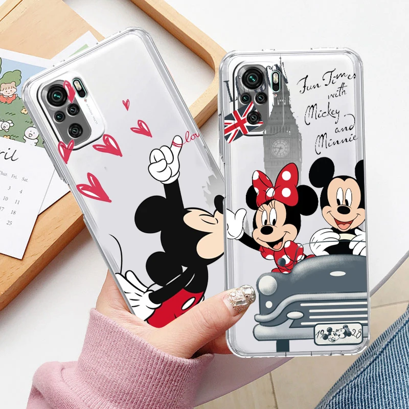 

London Luxury Mickey Minnie Phone Case For Xiaomi Redmi K50 K40 Gaming 10 10C 9AT 9A 9C 9T 8 7A 6A 5 5G Armor Transparent Cover
