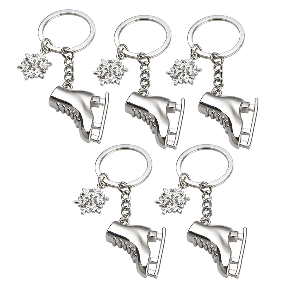 5 Pack Ice Skates Snowflake Keychain Gift 3D Skating Skate Shoe Key Ring for Winter Gift