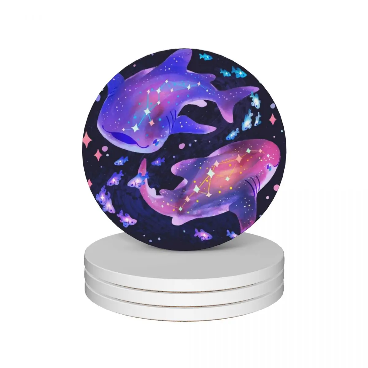 Керамические подставки космический КИТ акула (набор из 4) керамические для чайных