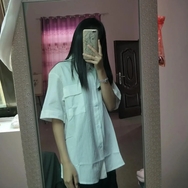 Женская Повседневная рубашка с рукавом до локтя свободная уличная одежда