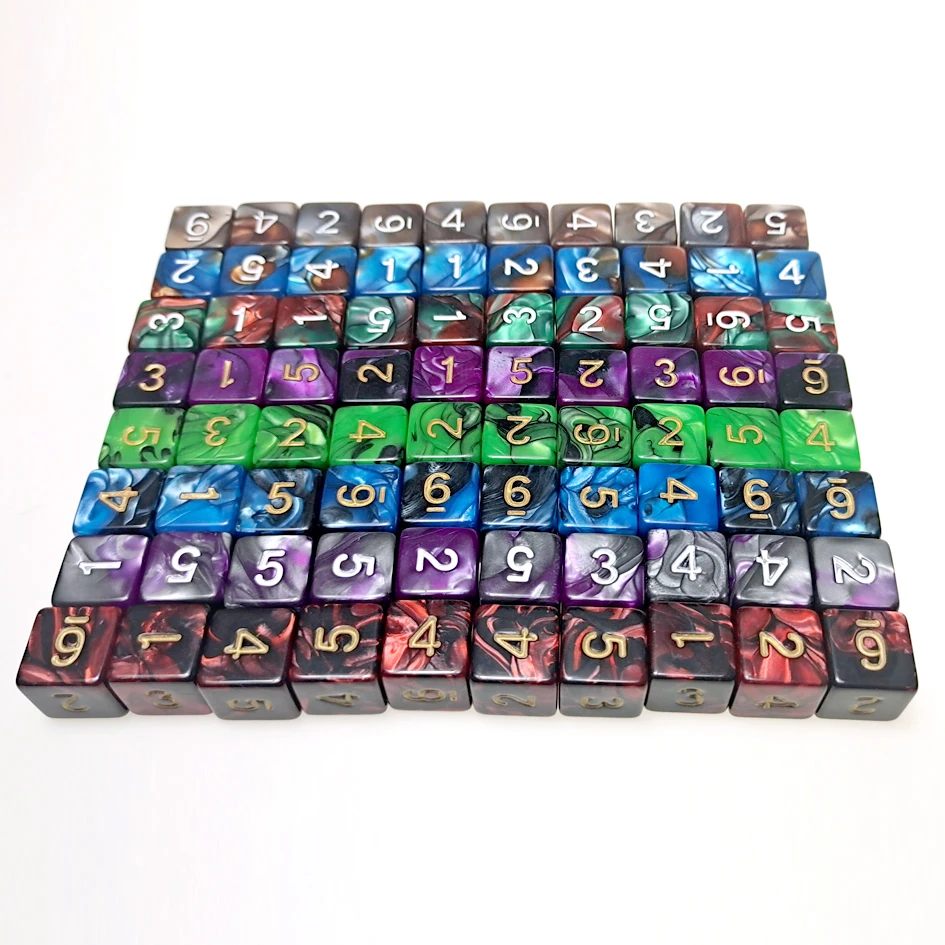 Набор из 10 6-сторонних игральных костей D6 для ролевых игр 16 мм подземей и Драконов