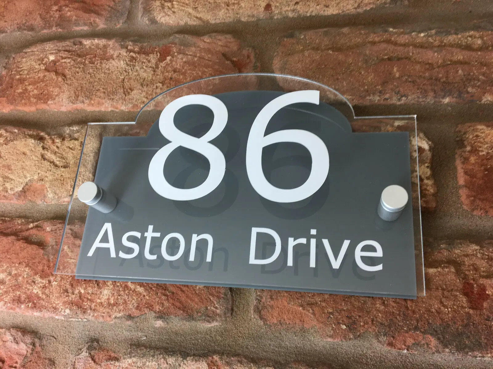 

CustomizeHouse Number Sign / Plaque. Modern Contemporary Grey & Clear Acrylic Traditional
