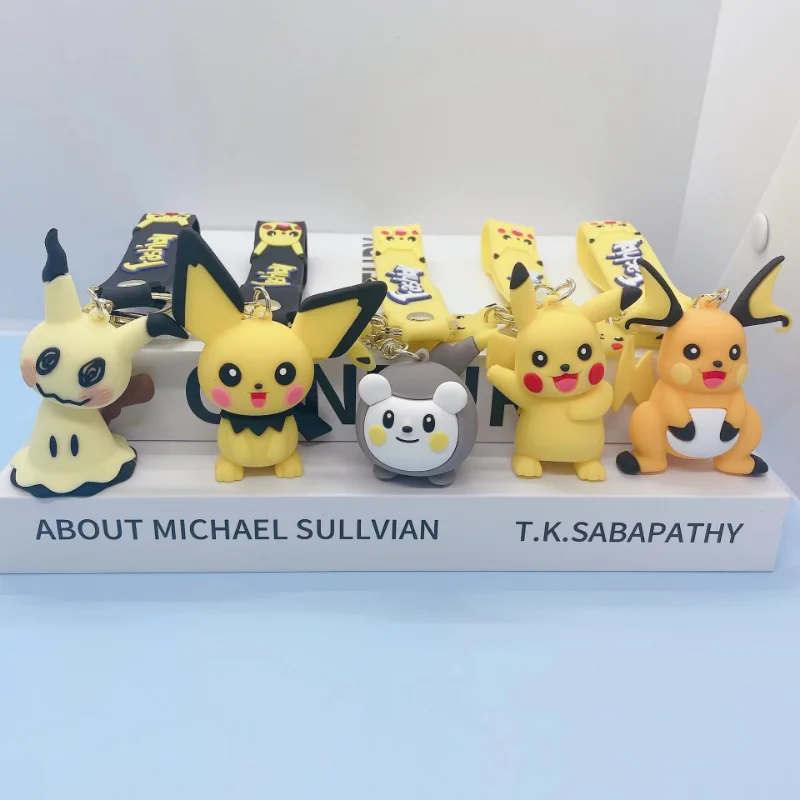 

PVC Pokemon Key Chain Doll Backpack Pendant Pikacu Raichu Childrens Toy Anime Figure Pendant Key Chain Birthday Gift