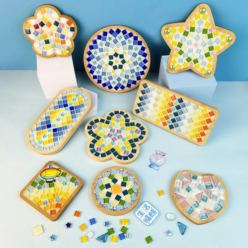 

Bamboo Mosaic DIY toys Coasters Handmade Creative Material for Cup Mat Placemat Mosaic Crystal Craft Tool Kit Kids Gift