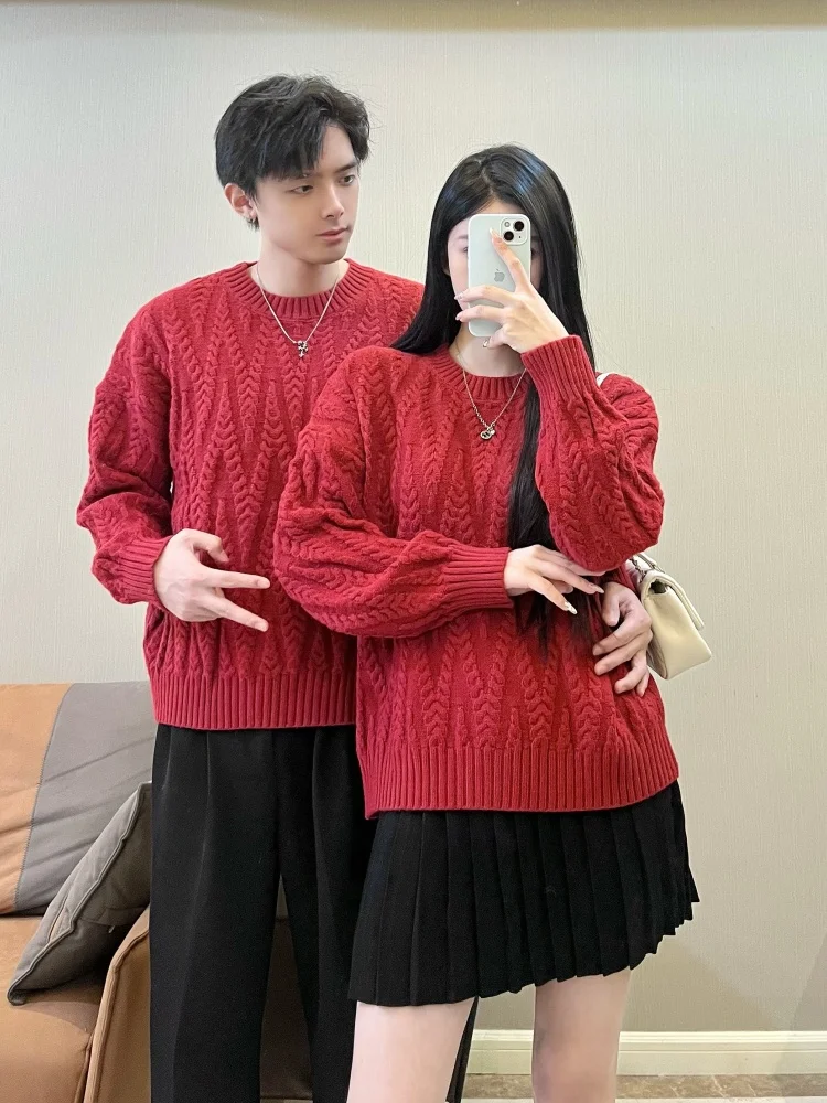 Пара образ Осенне-зимний новый дизайн Корейский свободный красный новогодний