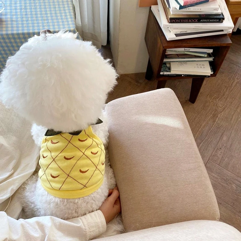 

Puppy Fruit Vest Summer Short Dog Clothes Comfortable Breathable Pullover Pet Soft Pajamas Teddy Pineapple Print Clothes