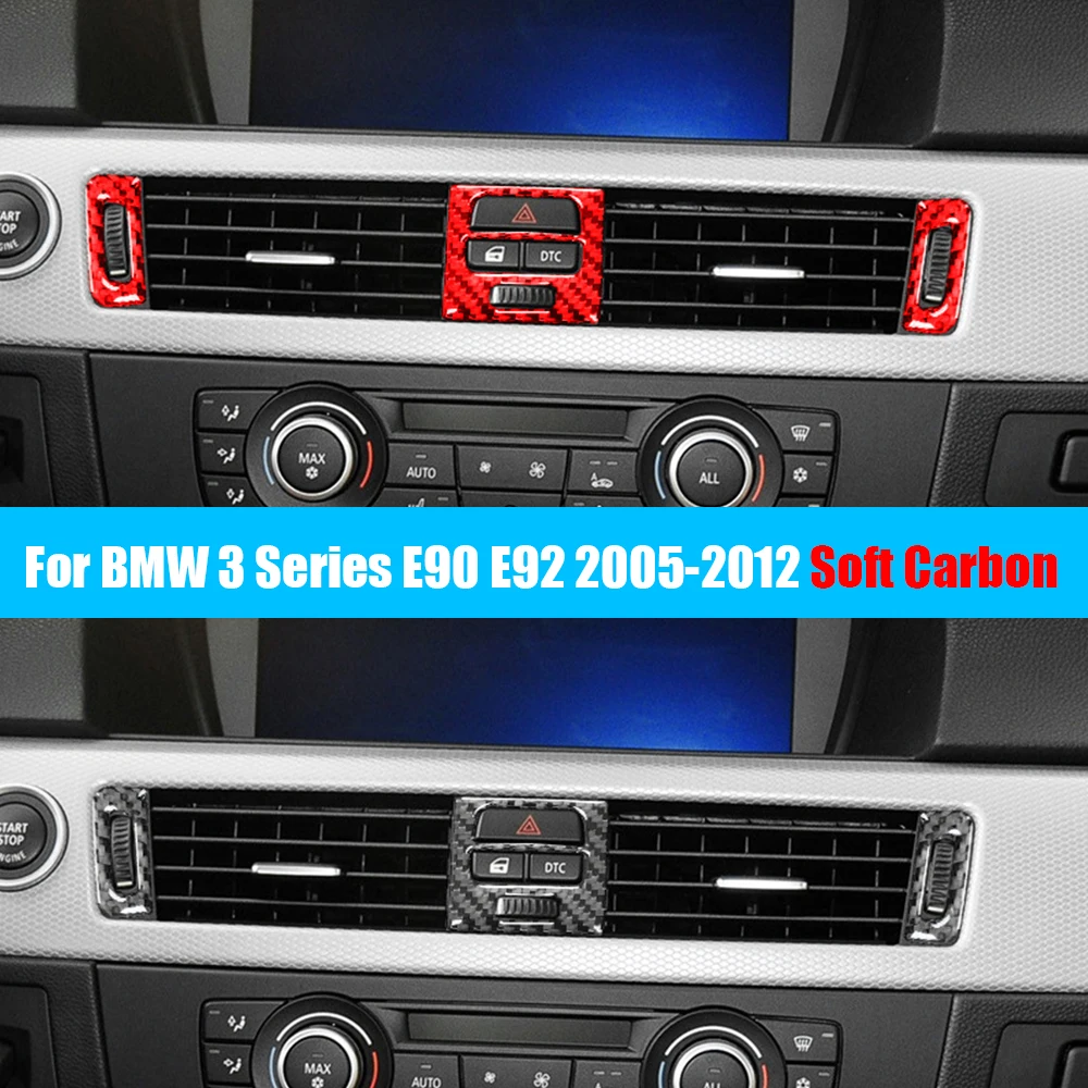 

For BMW 3 Series E90 E92 2005-2012 Soft Real Carbon Car air outlet of central control air conditioner cover Trim Accessories