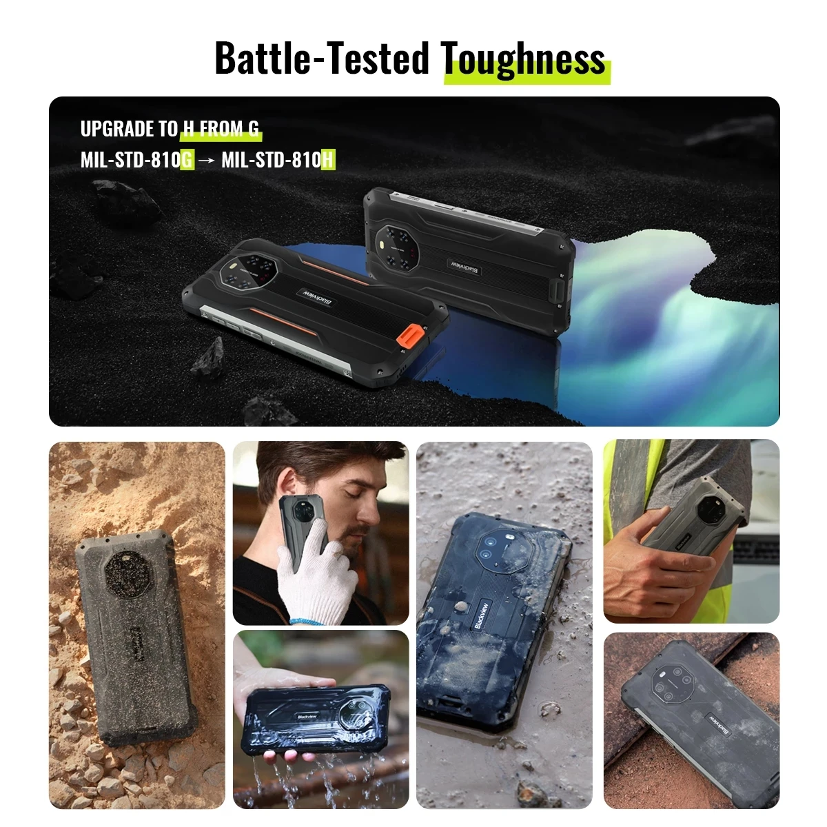 BLACKVIEW BV8800 IP68 Rugged Smartphone 8GB+128GB Android 11 Helio G96 CellPhone 90Hz Display Mobile Phone 8380mAh 50MP Cameras