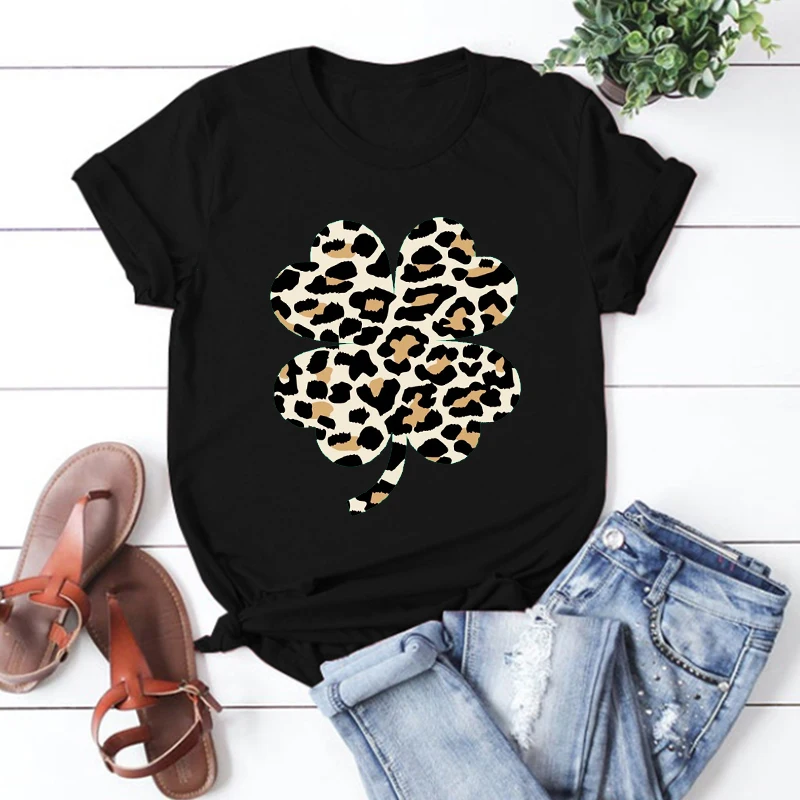 

St. Patricks Day Shirt Woman Leopard Shamrock Tshirt Lucky Top St. Patricks Day Shirt Women's Shamrock Tee Teacher Tops L