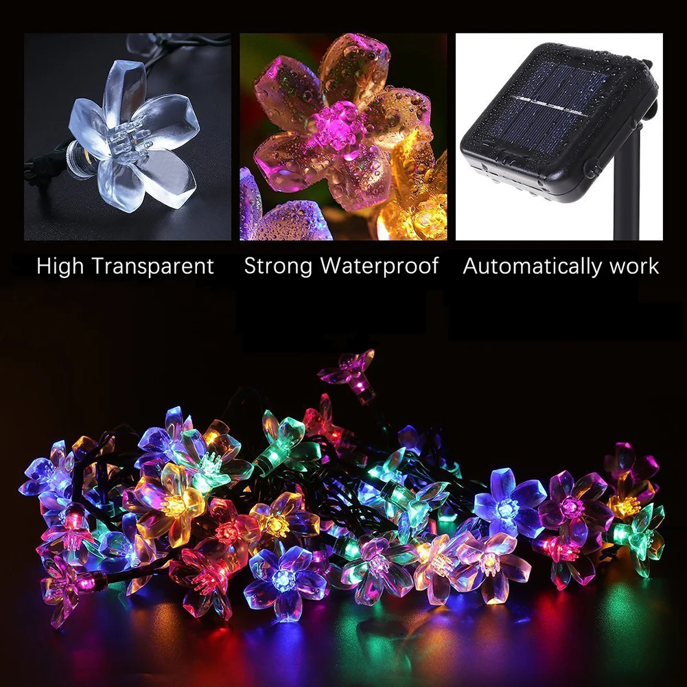 

Outdoor 20/50LED Solar Cherry Blossom Fairy String Light Holiday Decorative Lamp Long Life Safety Stability and Reliability