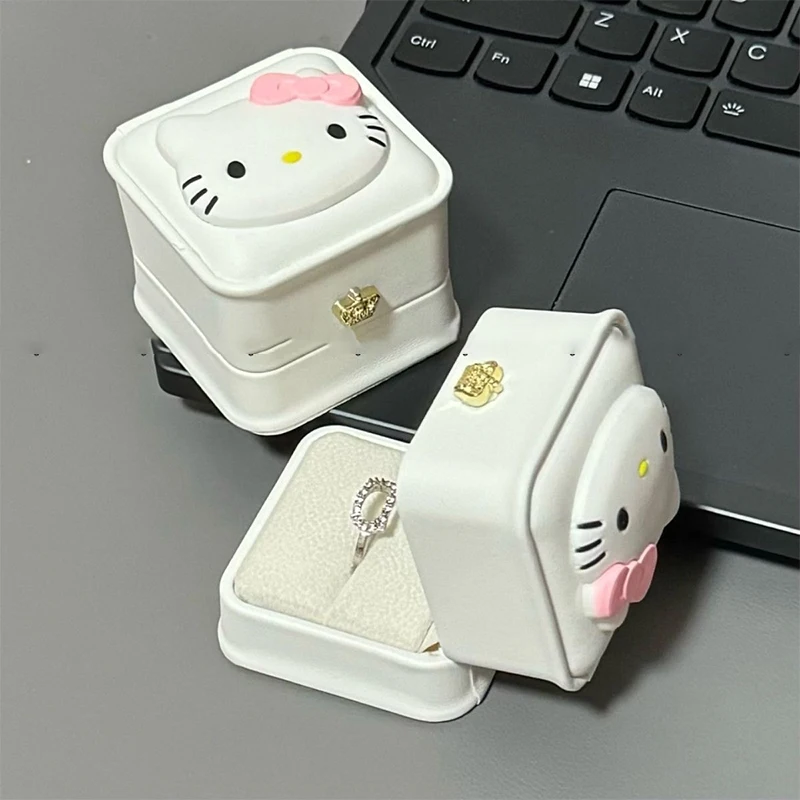 Милые 3D очаровательные аксессуары Hello Kitty коробка для хранения колец в стиле