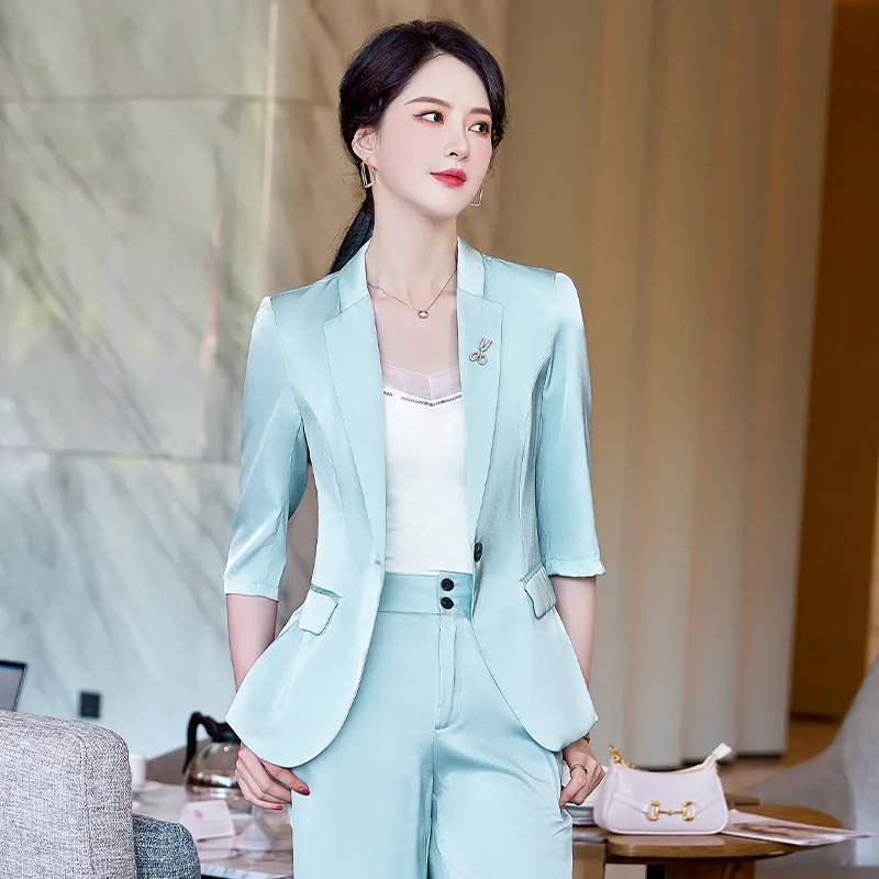 Высококачественные тканевые весенне-летние официальные женские деловые костюмы