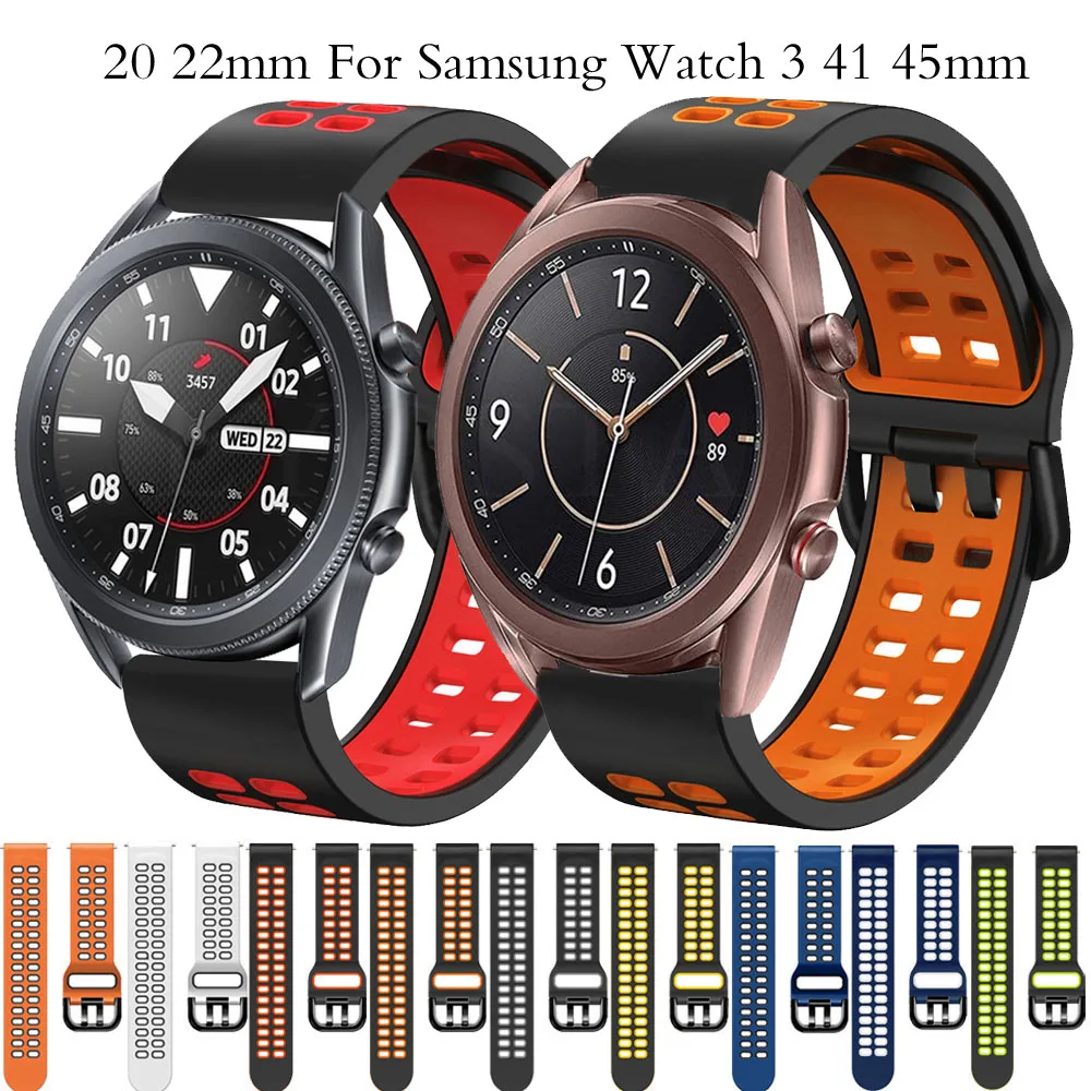 

Ремешок силиконовый для Galaxy Watch 46 42 мм, спортивный браслет для Samsung Watch 3 41 45 мм Gear S2 S3 Frontier Active 2 40 44 мм, 22 мм 20 мм